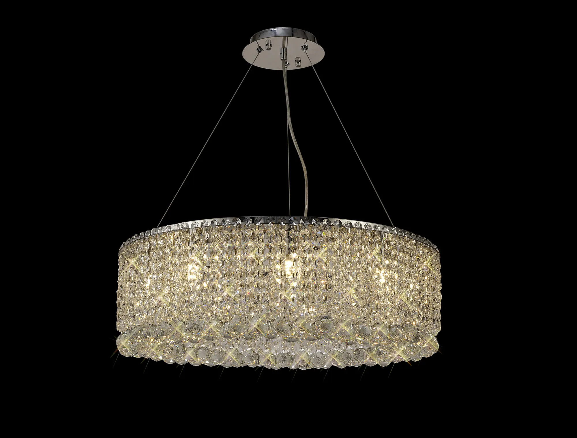 Empire Crystal Ceiling Lights Diyas Ringed & Square Crystal Fittings